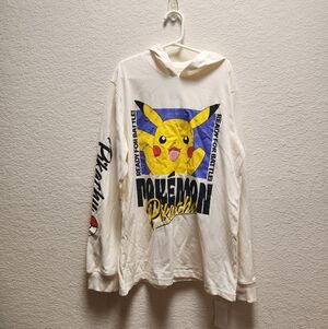 Boys Pokemon Pikachu Long Sleeve Shirt With Hood Size Large